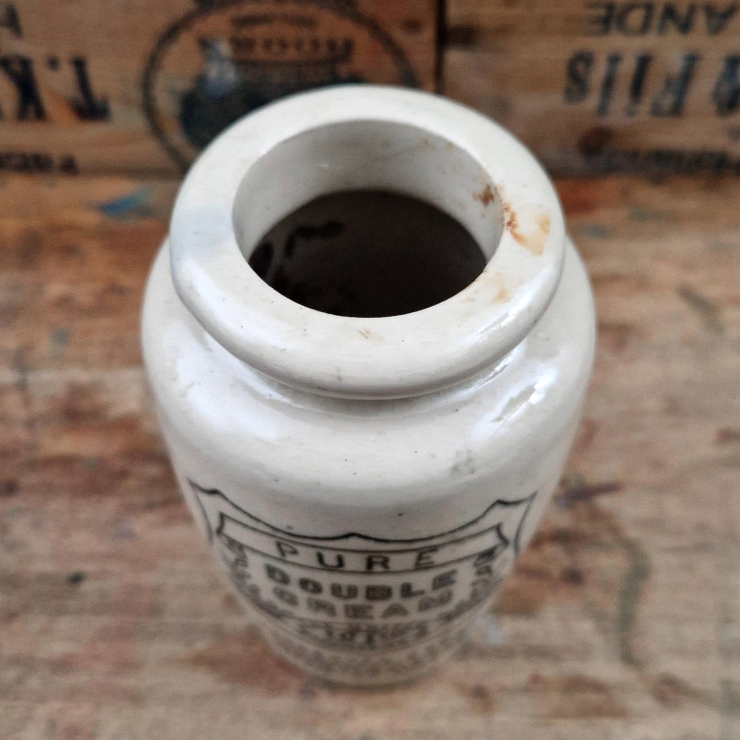 Pot ancien « Pure Double Cream - The United Creameries Ltd »