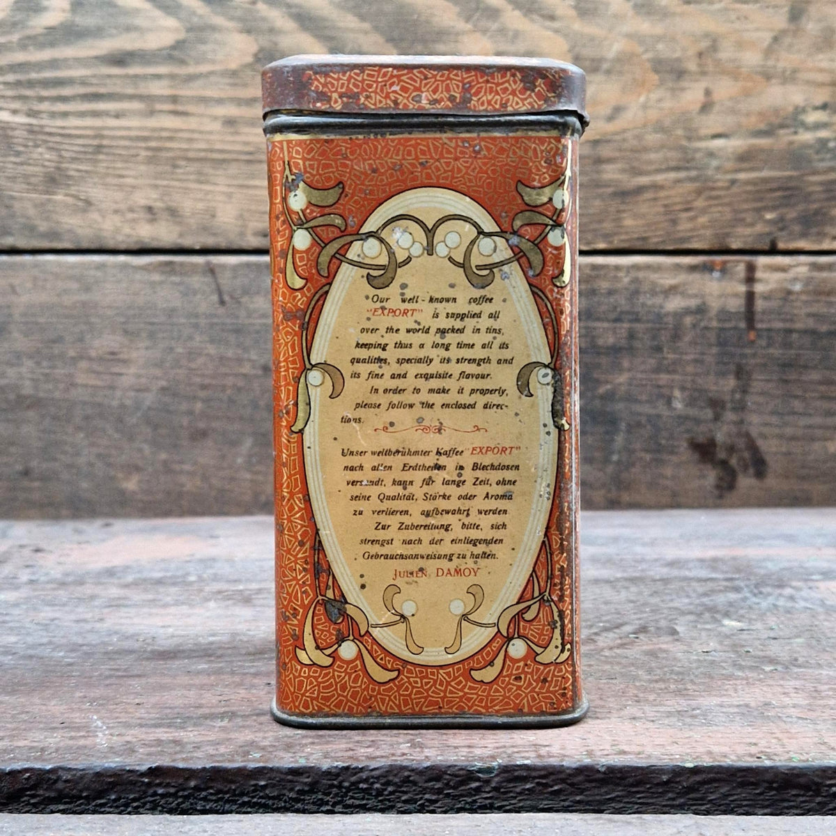 Lithographed tin box "Café Julien Damoy"