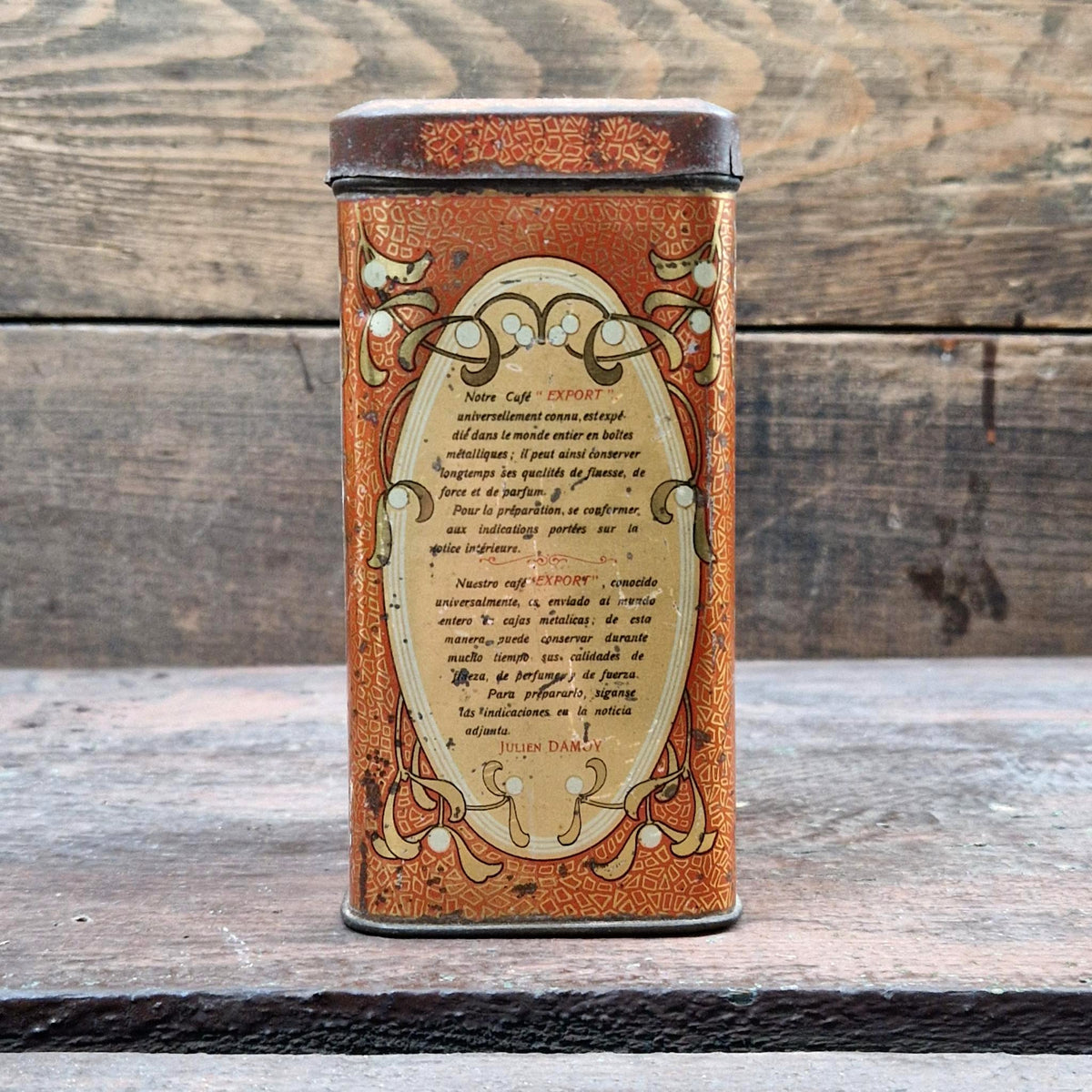 Lithographed tin box "Café Julien Damoy"