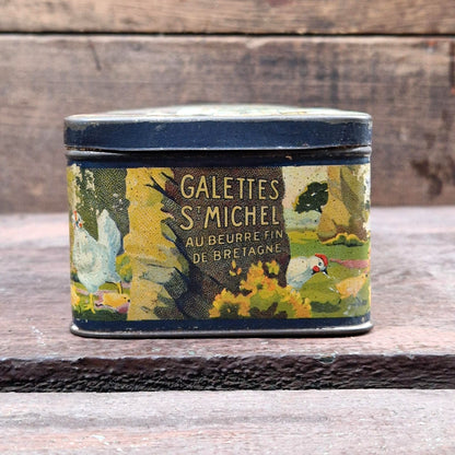 Lithographed tin box "Galettes Saint Michel, J Grellier"
