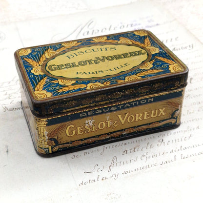 Lithographed tin box "Geslot & Voreux Biscuits"