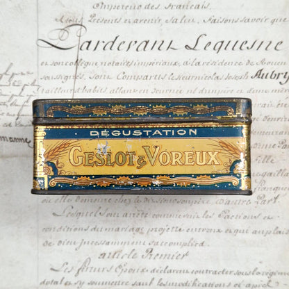 Lithographed tin box "Geslot & Voreux Biscuits"
