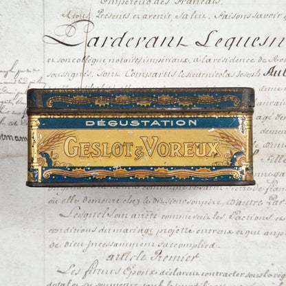 Lithographed tin box "Geslot & Voreux Biscuits"