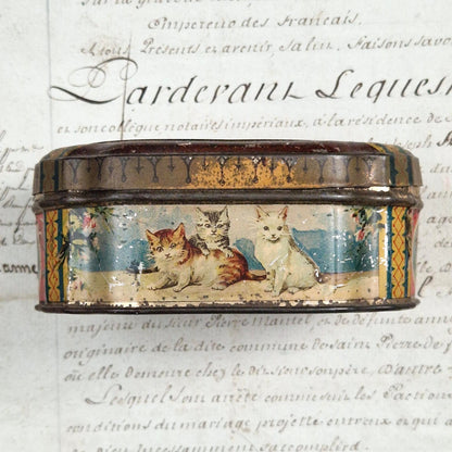 Boîte en tôle lithographiée « Décor de Chats »