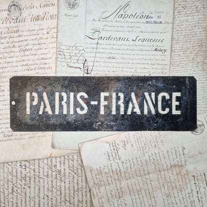 Antique zinc stencil "PARIS - FRANCE", early 20th century