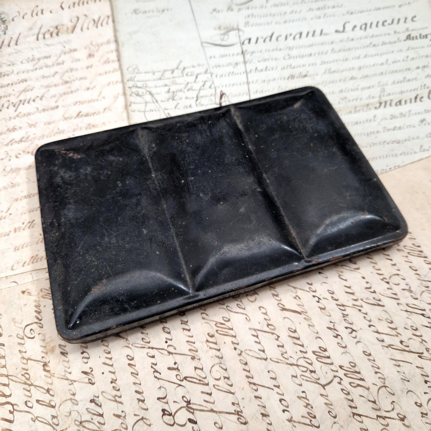 Antique, sturdy metal watercolor box