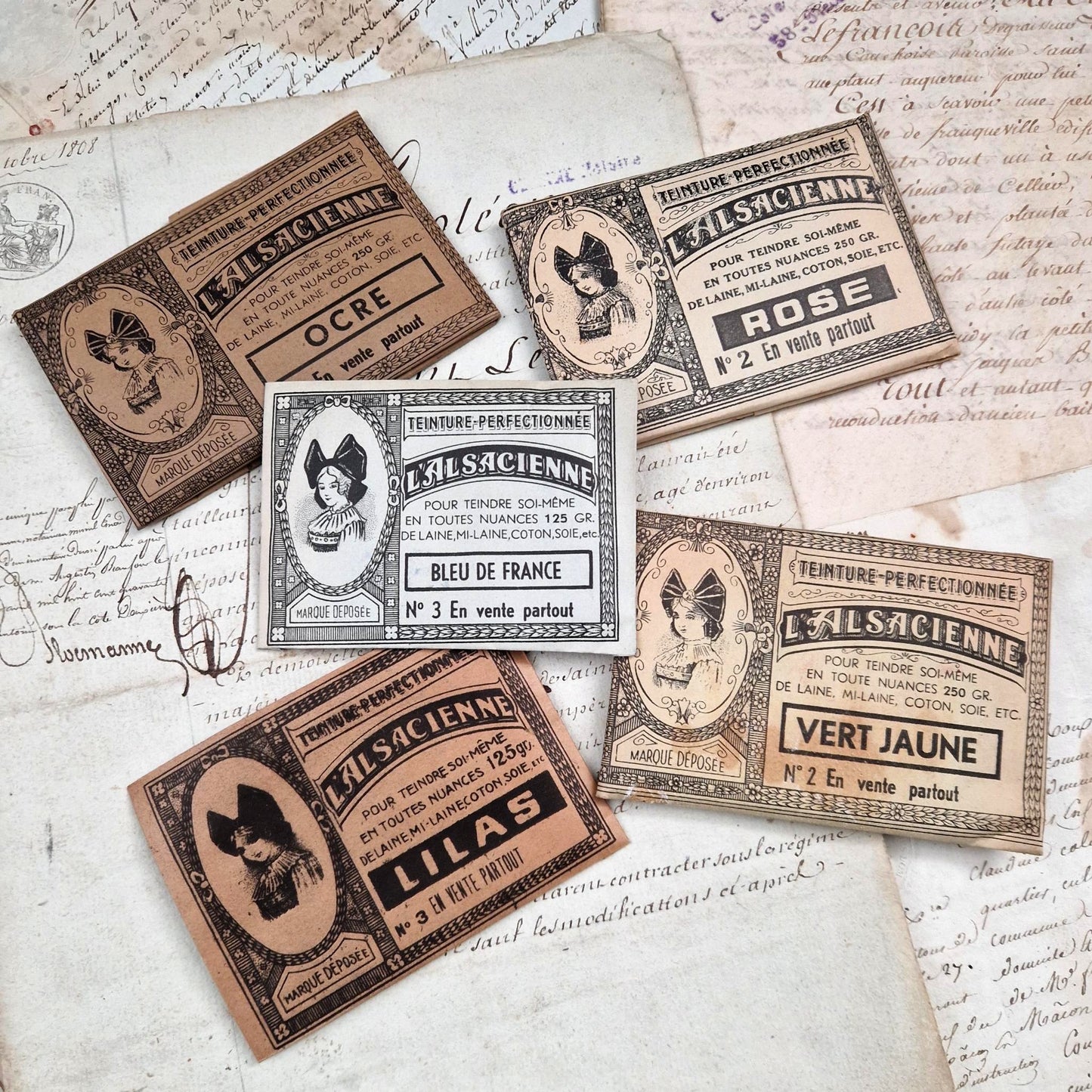Lot de 5 sachets de teinture différentes "L’Alsacienne"