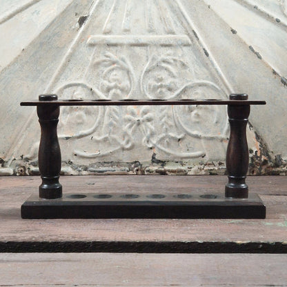 Ancien Porte-éprouvettes en bois - 6 emplacements