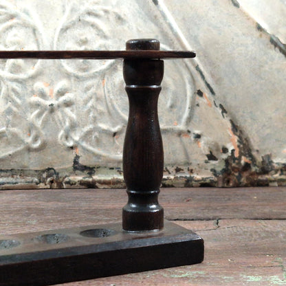 Ancien Porte-éprouvettes en bois - 6 emplacements