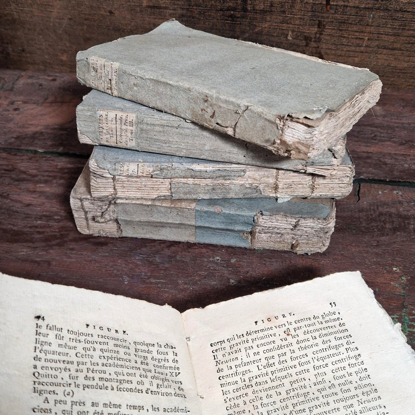 Set of 5 18th-century books on laid paper – blue temporary binding