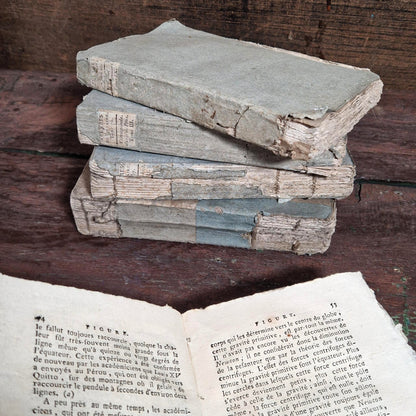 Set of 5 18th-century books on laid paper – blue temporary binding