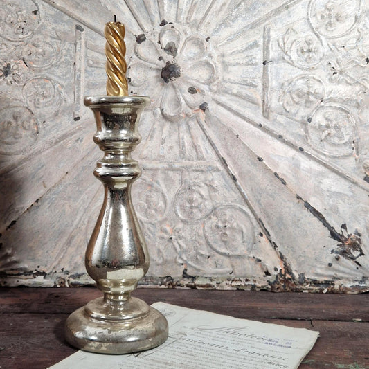 Large mercury glass candlestick - Baluster stem - 19th century