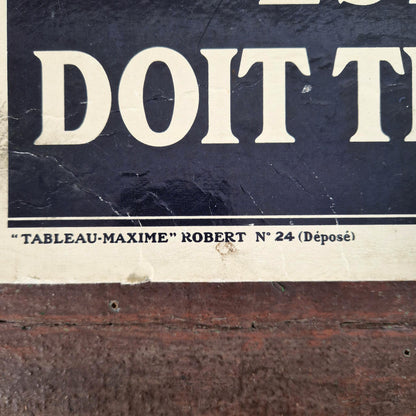 Tableau-Maxime ancien « Quiconque travaille doit être payé »
