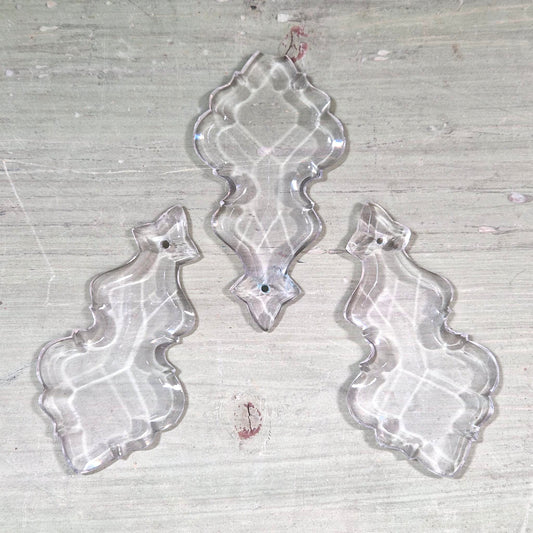 Set of 3 antique cut glass pendants