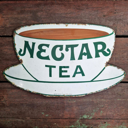 Grande plaque émaillée publicitaire « Nectar Tea »