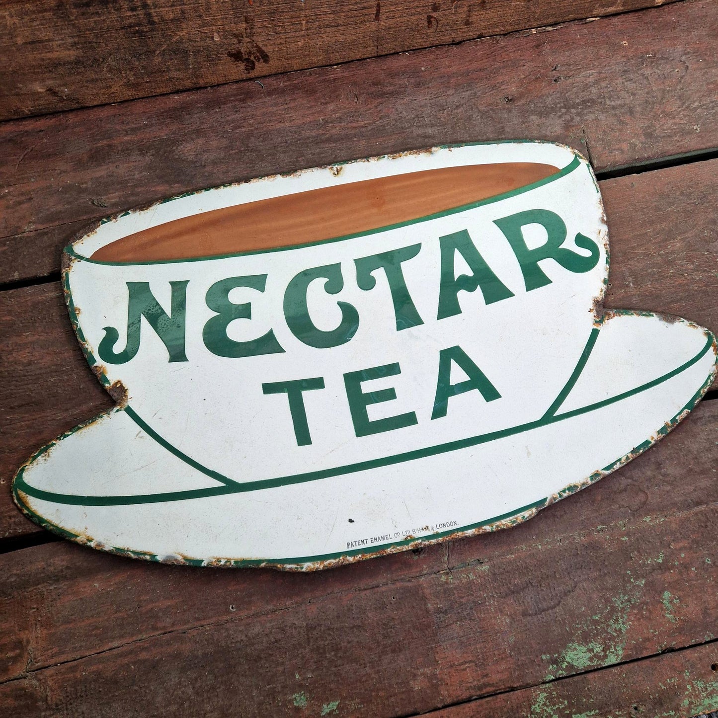 Grande plaque émaillée publicitaire « Nectar Tea »