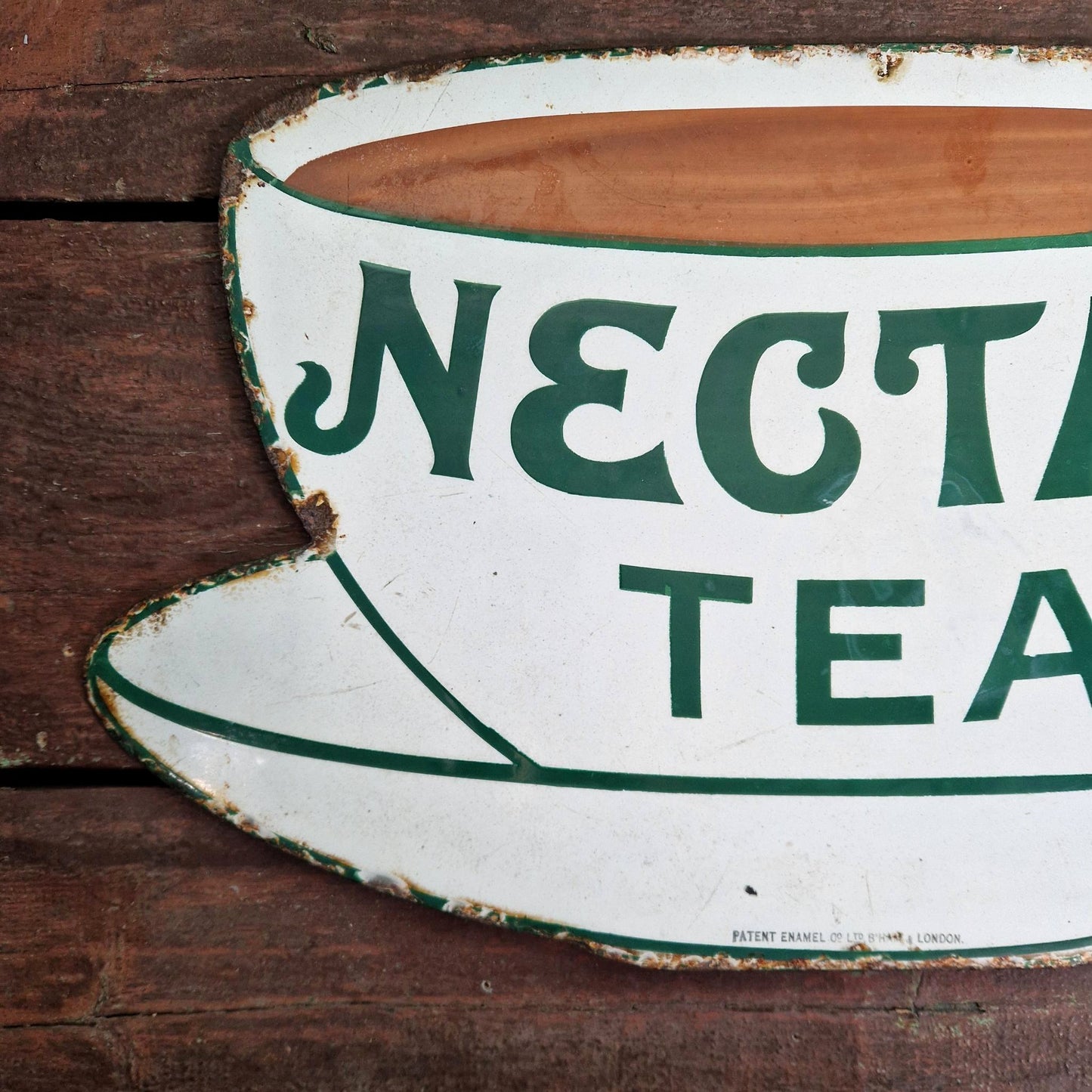 Grande plaque émaillée publicitaire « Nectar Tea »