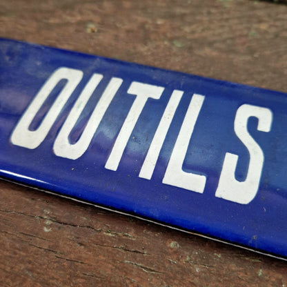 Ancienne plaque émaillée « Outils réparés »