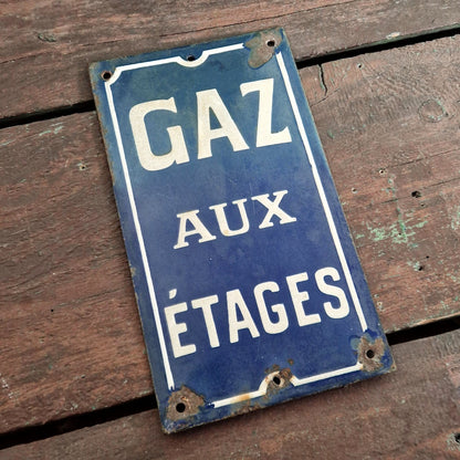 Enamel sign "GAS ON THE FLOORS"