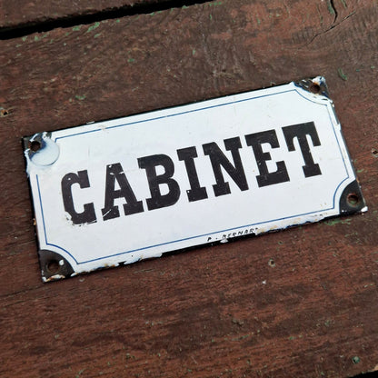 Old enamel sign "CABINET"