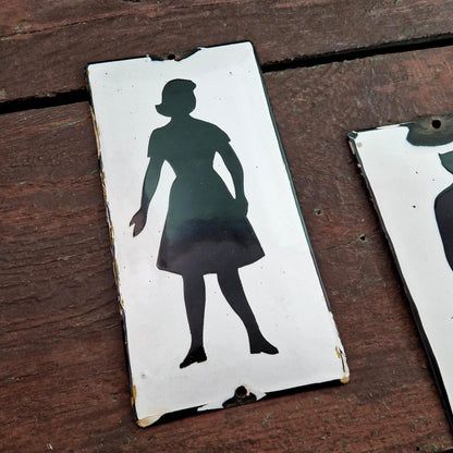 Plaques émaillées « Silhouettes homme & femme »