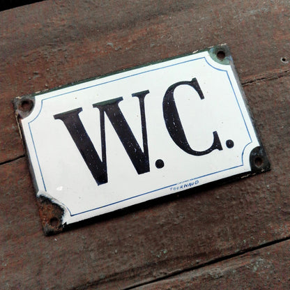 Plaque émaillée ancienne « W.C. »