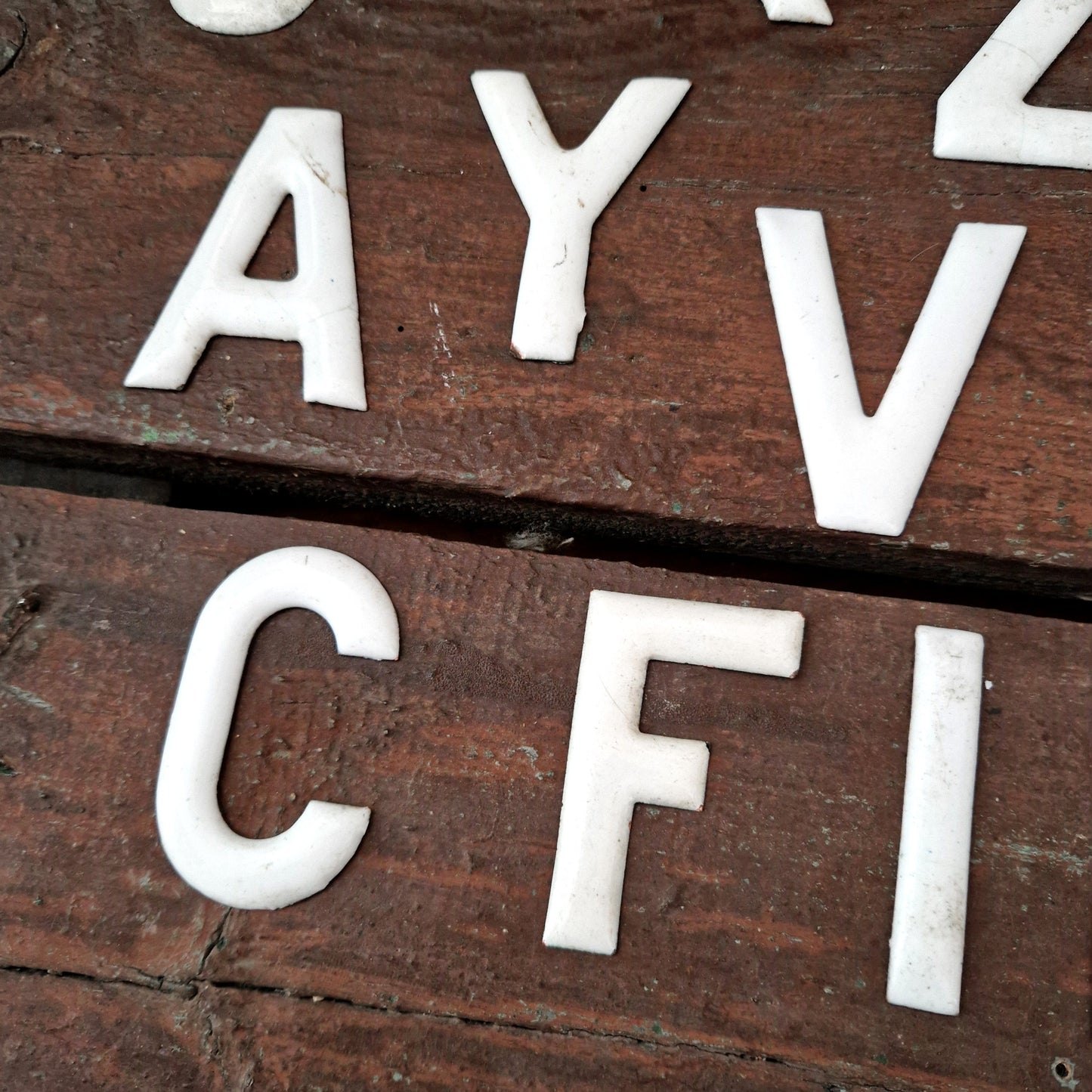 Antique enamel letters (sold individually)