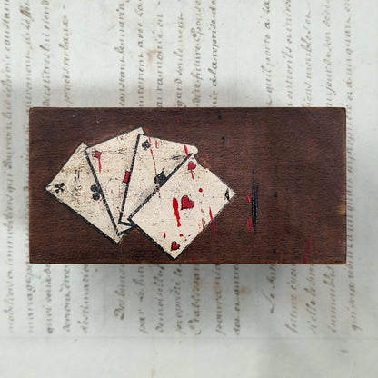 Boîte à jeux de cartes en bois peint « Cartes à jouer »