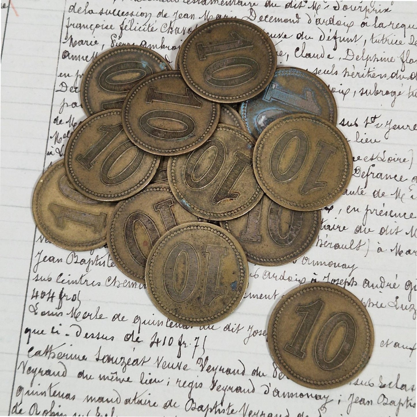 Jeton ancien « 10 » en laiton - Début XXe