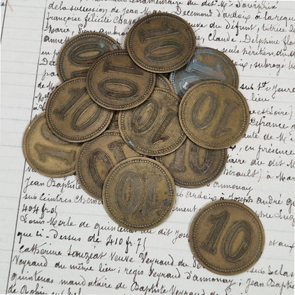Jeton ancien « 10 » en laiton - Début XXe