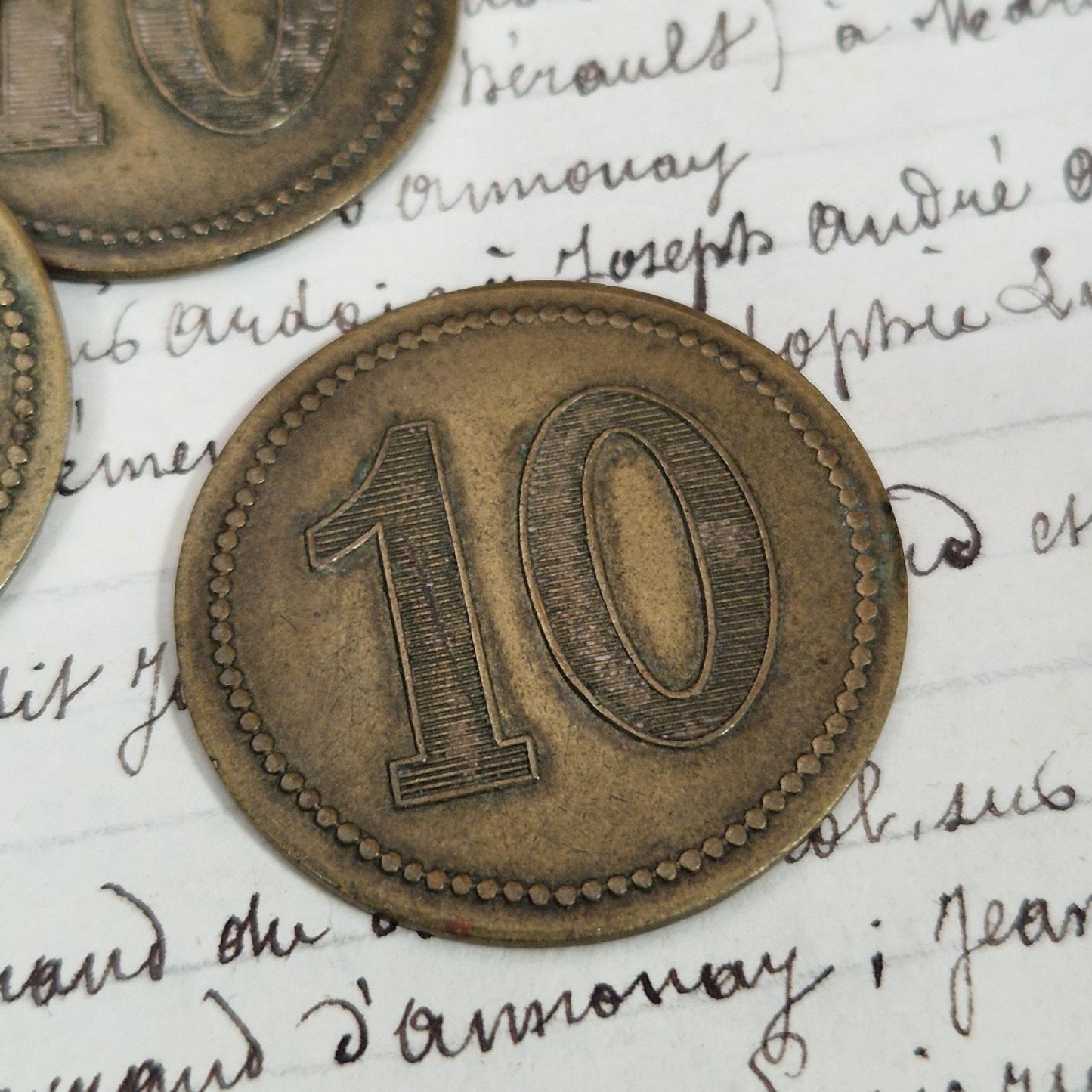 Jeton ancien « 10 » en laiton - Début XXe