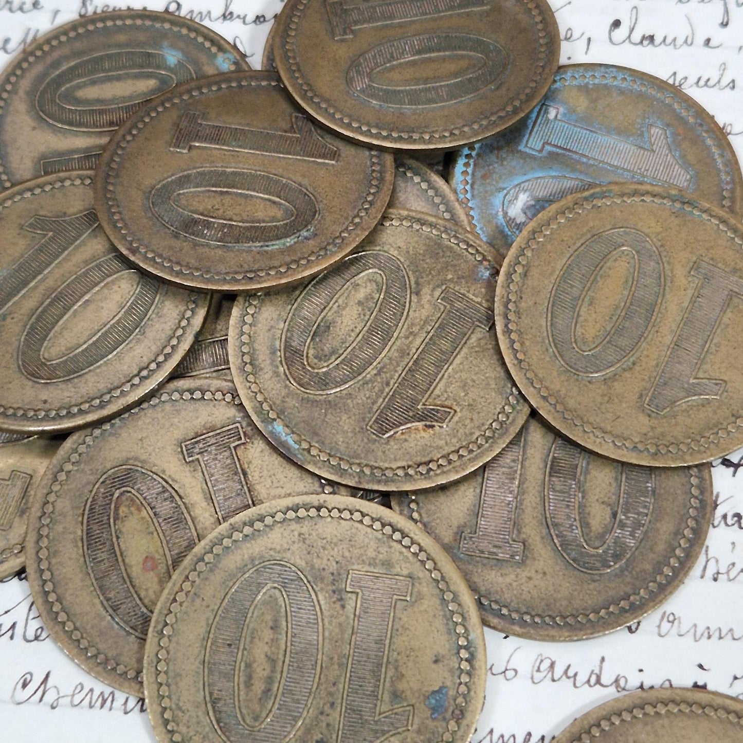 Jeton ancien « 10 » en laiton - Début XXe