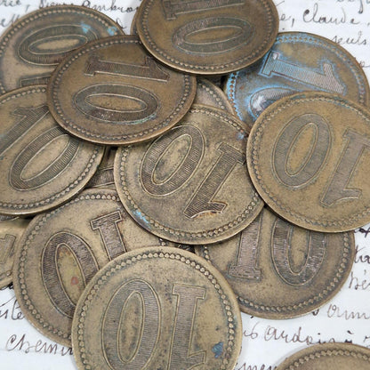 Jeton ancien « 10 » en laiton - Début XXe