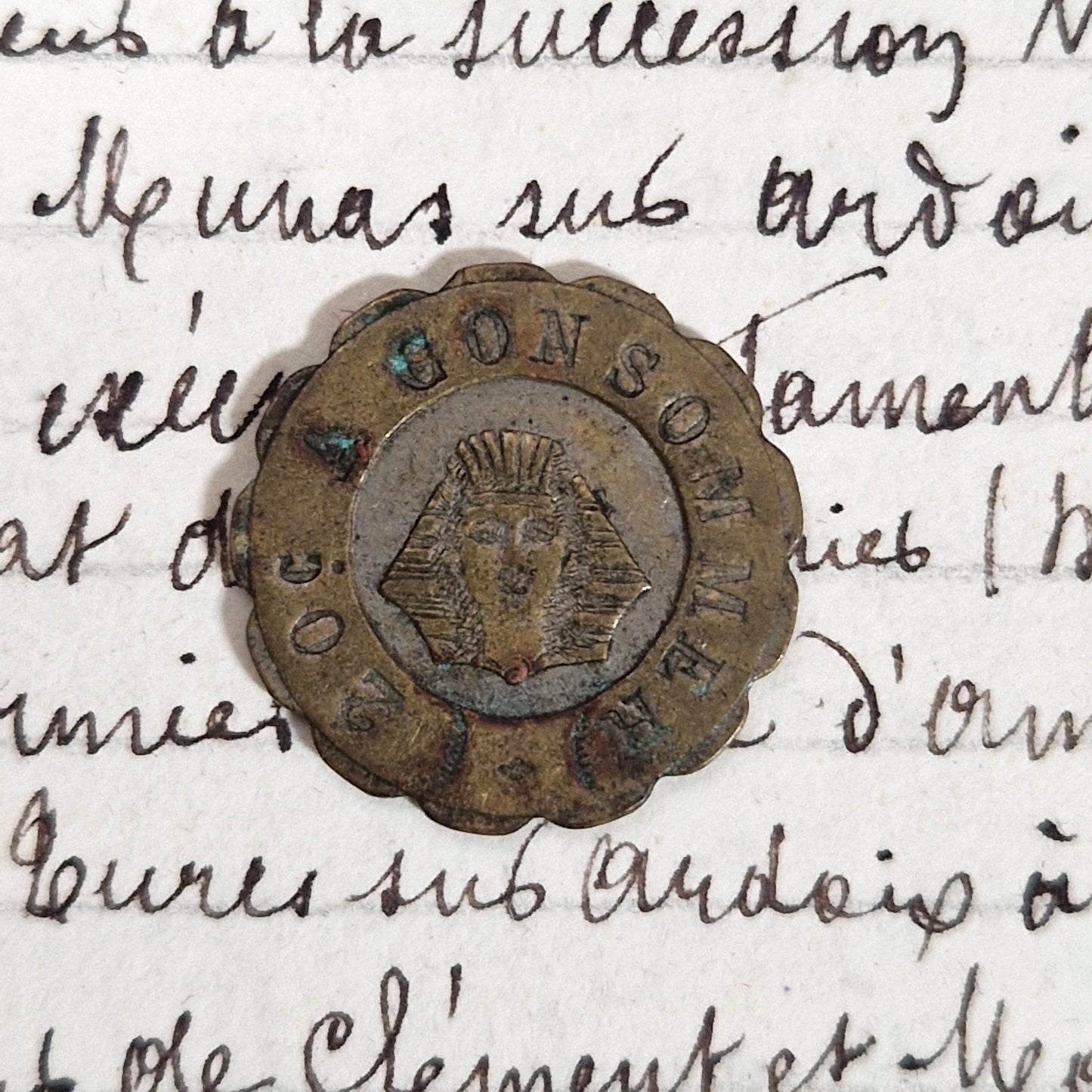 Ancien jeton de consommation « sphinx égyptien »