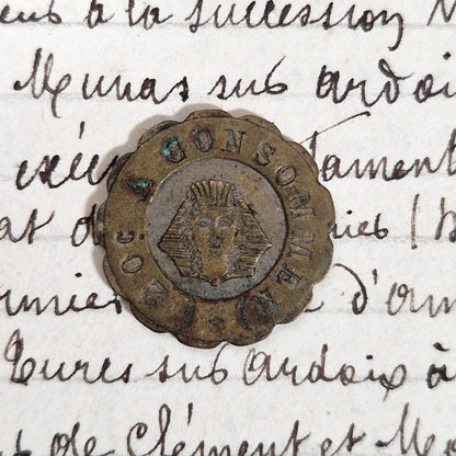 Ancien jeton de consommation « sphinx égyptien »