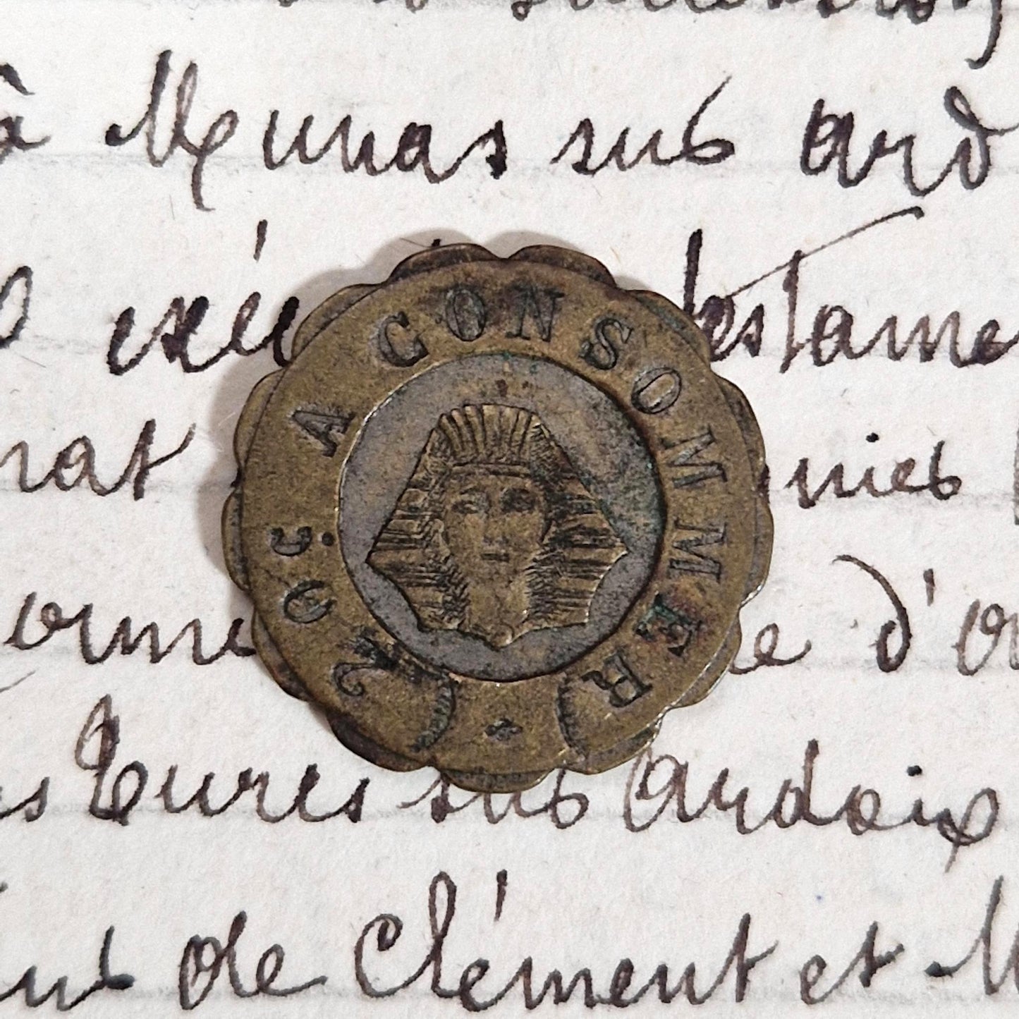 Ancien jeton de consommation « sphinx égyptien »