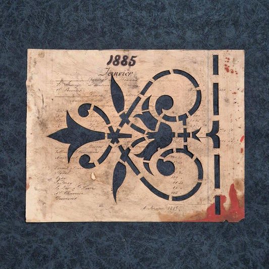 Antique stencil "Floral Neoclassical Motif" - Dated 1885