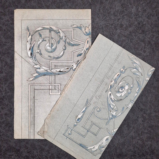 2 large decorative clichés "Floral motifs and scrolls"