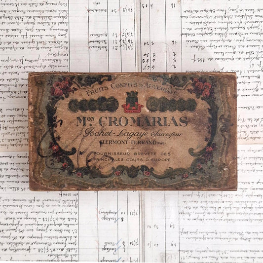 Antique wooden box "Candied Fruits of Auvergne"