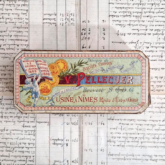 Rare advertising tin "Chinese Biscuits - V. Pellecuer", Circa 1900