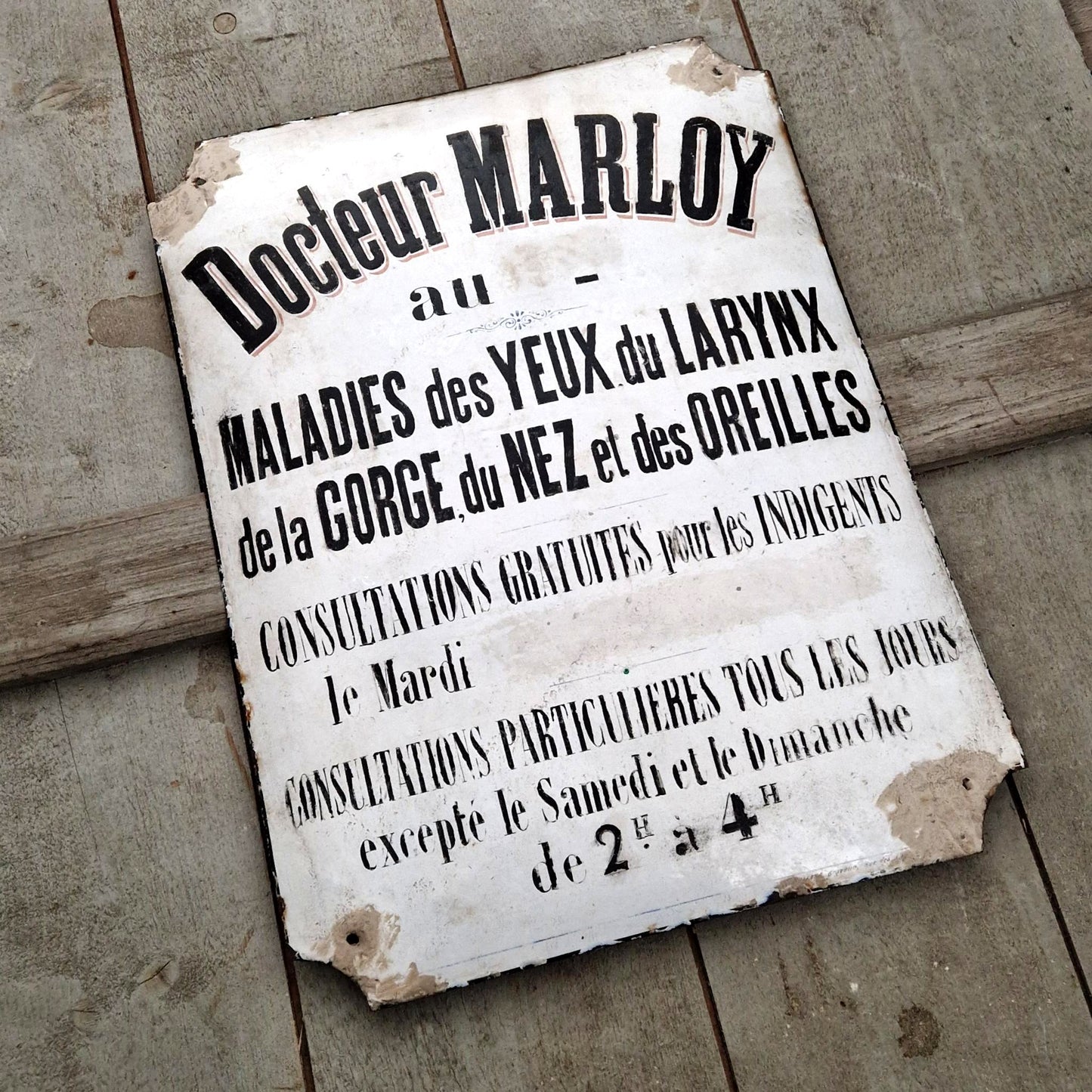 Enseigne / Plaque émaillée « Docteur Marloy » - Maladies des yeux...