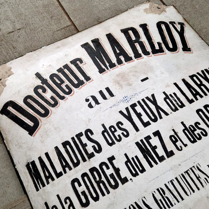Enseigne / Plaque émaillée « Docteur Marloy » - Maladies des yeux...