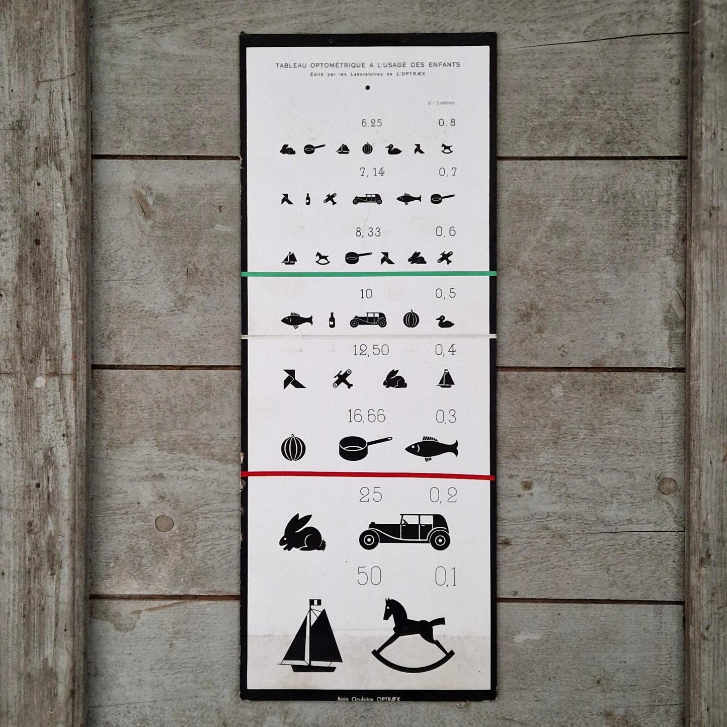 Tableau optométrique ancien à l’usage des enfants