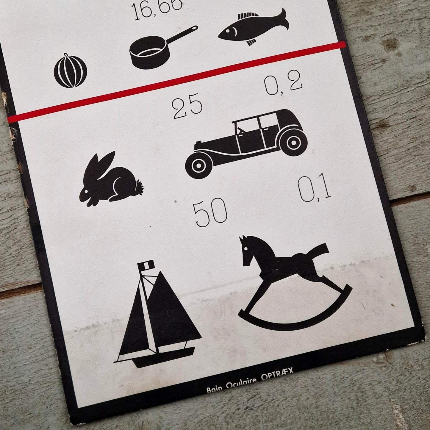 Tableau optométrique ancien à l’usage des enfants