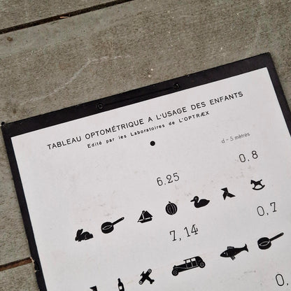 Tableau optométrique ancien à l’usage des enfants