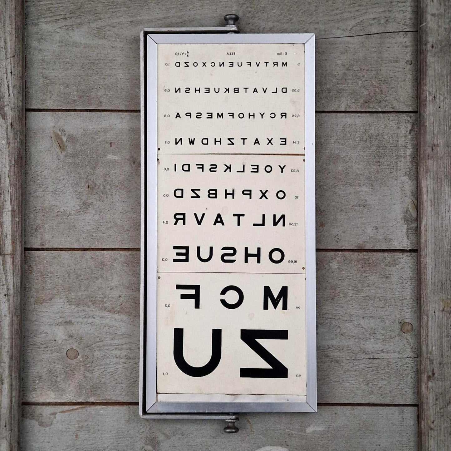 Tableau optométrique double face pivotant « Échelle de Monoyer »