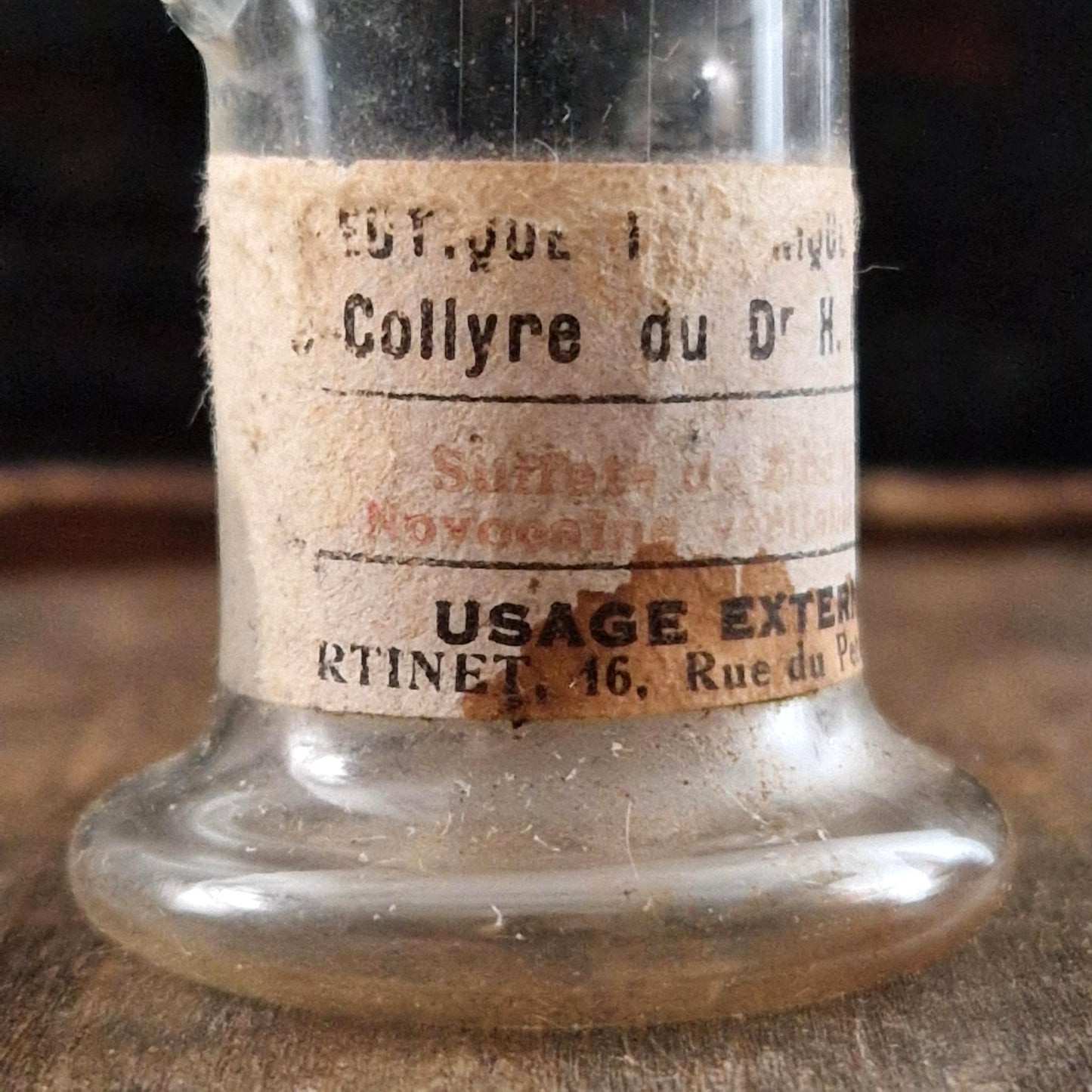 Rare flacon ophtalmique « Collyre » en verre soufflé