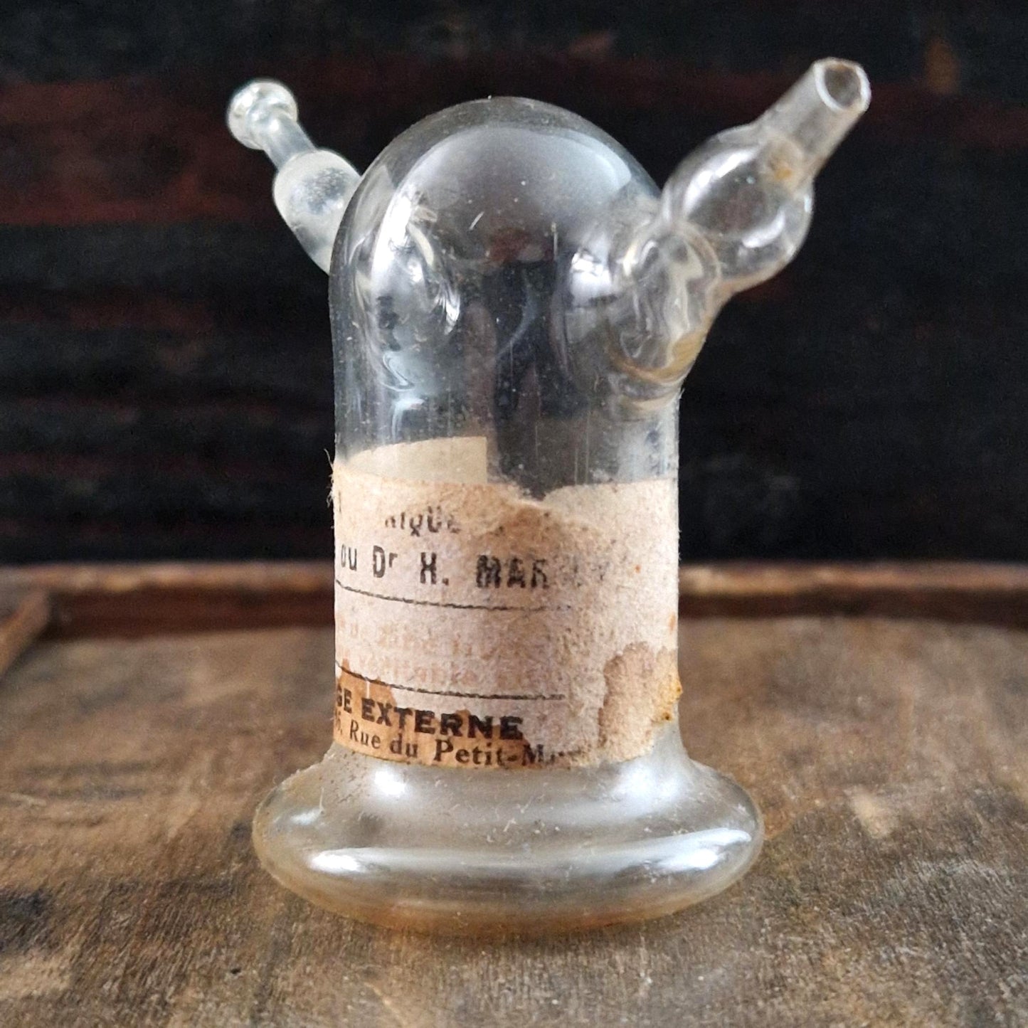 Rare flacon ophtalmique « Collyre » en verre soufflé