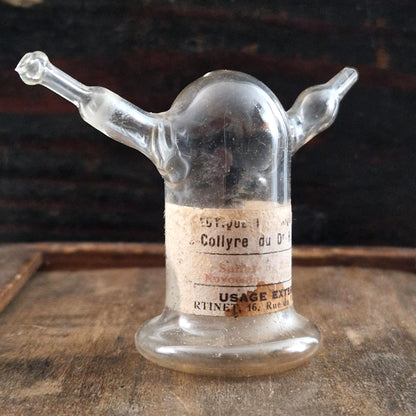Rare flacon ophtalmique « Collyre » en verre soufflé
