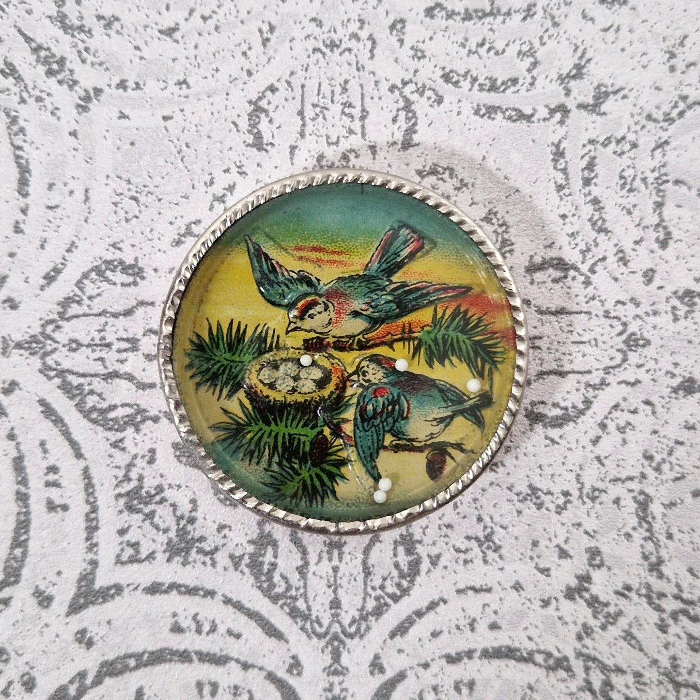 Jeu ancien de patience « Oiseaux au nid », vers 1900